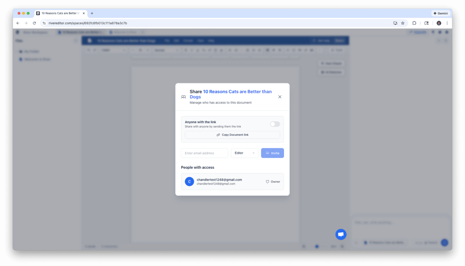 Share dialog